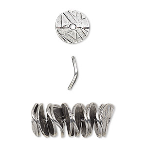 Bead, antiqued pewter (tin-based alloy), 10x2mm textured wavy rondelle with abstract design. Sold per pkg of 20.