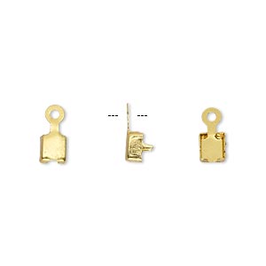 Connector, gold-finished brass, 4.5x4.5mm, fits 4mm cupchain. Sold per pkg of 50.