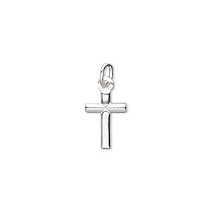 Drop, sterling silver-filled, 12x8mm double-sided cross with closed jump ring. Sold per pkg of 2.