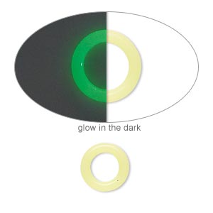 Component, Oh! Ring&#153;, silicone, pale yellow glow-in-the-dark, 10mm round with 6mm hole. Sold per pkg of 300.