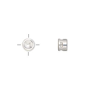 Spacer, silver-finished &quot;pewter&quot; (zinc-based alloy), 6x4mm cross-drilled round with SS19 chaton setting. Sold per pkg of 6.