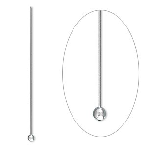 Head pin, stainless steel, 1-1/2 inches with 2mm ball, 24 gauge. Sold per pkg of 100.