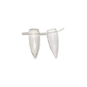 Bead, quartz crystal (natural), 16x6mm hand-cut top-drilled faceted spike, B grade, Mohs hardness 7. Sold per pkg of 2 beads.