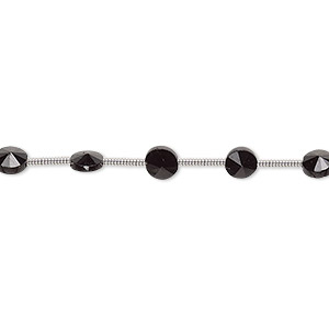Bead, black spinel (natural), 4-5mm hand-cut faceted flat round, B grade, Mohs hardness 8. Sold per pkg of 18 beads.