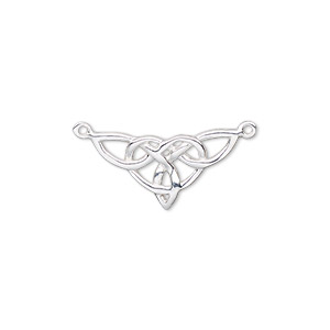 Link, sterling silver, 20x11.5mm single-sided triangle knot. Sold individually.