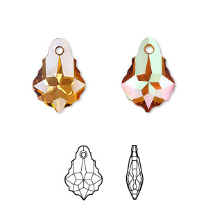 Drop, Crystal Passions&reg;, crystal chili pepper, 16x11mm faceted baroque pendant (6090). Sold per pkg of 2.