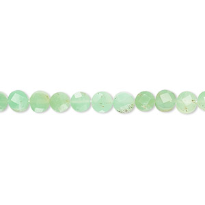 Bead, chrysoprase (natural), shaded, 3-5mm hand-cut faceted flat round, B- grade, Mohs hardness 6-1/2 to 7. Sold per 14-inch strand.
