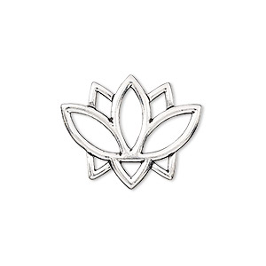 Link, TierraCast&reg;, &quot;Make a Statement&quot; collection, antique silver-plated pewter, 23x19mm double-sided open lotus with renewal theme. Sold per pkg of 2.
