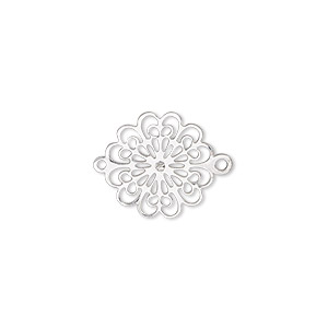 Link, sterling silver, 14.5x14mm single-sided flower. Sold individually.