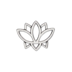 Link, TierraCast&reg;, pewter (tin-based alloy), 23x19mm double-sided open lotus with renewal theme. Sold per pkg of 2.