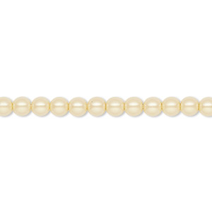 Pearl, Preciosa Czech crystal, pearlescent yellow, 4mm round. Sold per pkg of 50.