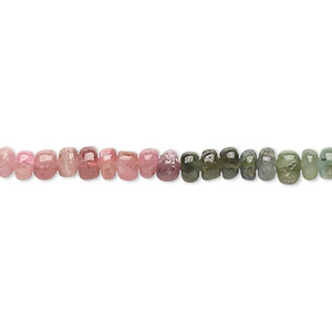 Bead, multi-tourmaline (natural), 3x2mm-5x3mm hand-cut rondelle, C grade, Mohs hardness 7 to 7-1/2. Sold per 14-inch strand.