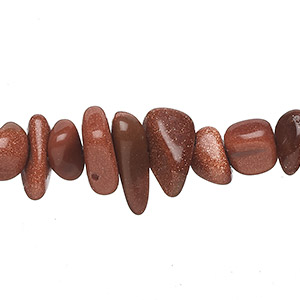 Bead, brown goldstone (glass) (man-made), large chip. Sold per 15-inch strand.