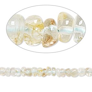 Bead, quartz crystal and aquamarine (natural / heated), 3x1mm-4x3mm hand-cut rondelle, D grade, Mohs hardness 7-1/2 to 8. Sold per 14-inch strand.