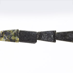 Bead, magnetite and yellow &quot;turquoise&quot; (serpentine and quartz) (natural), 11x7mm-15x8mm flat trapezoid, C- grade, Mohs hardness 2-1/2 to 6. Sold per 15&quot; to 16&quot; strand.
