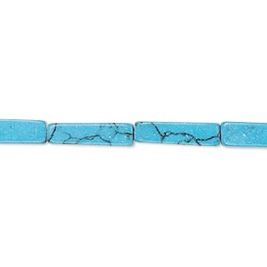 Bead, &quot;turquoise&quot; (resin) (imitation), dark blue, 13x3mm-15x4mm square tube. Sold per 15-inch strand.