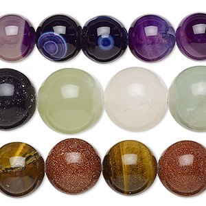 Bead mix, multi-gemstone (natural / dyed / stabilized / heated / manmade / imitation) and glass, mixed colors, 10-14mm round, C grade, Mohs hardness 3 to 7. Sold per pkg of (3) 15-inch strands.