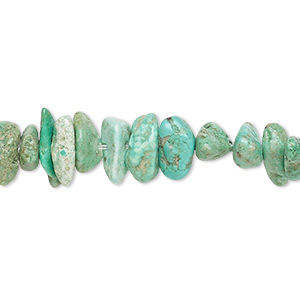 Bead, turquoise (dyed / stabilized), green, medium chip, Mohs hardness 5 to 6. Sold per 15-1/2&quot; to 16&quot; strand.