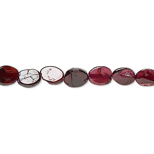 Bead, rhodolite garnet (dyed), 7x5mm-8x7mm hand-cut flat oval, C+ grade, Mohs hardness 7 to 7-1/2. Sold per 13-inch strand.