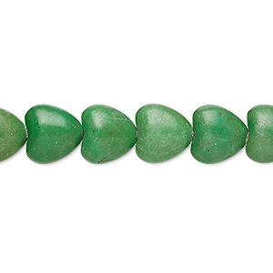 Bead, &quot;turquoise&quot; (resin) (imitation), apple green, 10x10mm puffed heart. Sold per 15-inch strand.