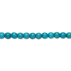 Bead, &quot;turquoise&quot; (resin) (imitation), dark teal green and teal, 3-4mm round. Sold per 15-inch strand.