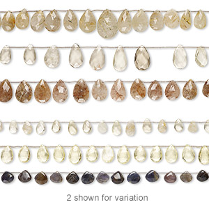 Bead mix, multi-gemstone (natural / dyed / heated / irradiated / coated), mixed colors, 10x7mm-28x16mm hand-cut top- and center-drilled teardrop and faceted teardrop, Mohs hardness 3 to 7. Sold per pkg of (3) 6-inch strands.