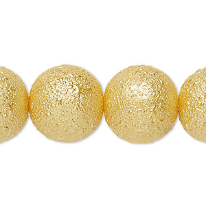 Bead, glass pearl, golden rod, 16mm textured round. Sold per 16-inch strand.