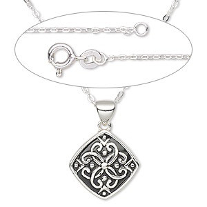 Necklace, Create Compliments&reg;, enamel drop and sterling silver chain, adjustable at 16 and 18 inches. Sold individually.