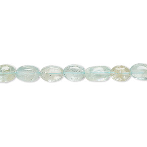 Bead, apatite (natural), light, 6x4mm-9x6mm hand-cut puffed oval with 0.4-1.4mm hole, C grade, Mohs hardness 5. Sold per 14-inch strand.