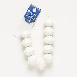 Bead, porcelain, white, 24x19mm fancy rondelle with 3mm hole. Sold per 7-inch strand.