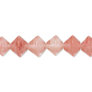 Bead, cherry &quot;quartz&quot; glass, 11x8mm bicone with 0.6-0.8mm hole. Sold per 15-inch strand.