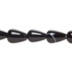 Bead, black agate (dyed), 11x7mm-12x8mm teardrop, C grade, Mohs hardness 6-1/2 to 7. Sold per 15-inch strand.