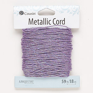 Cord, nylon, iridescent purple, 1mm round. Sold per 59-foot pkg.