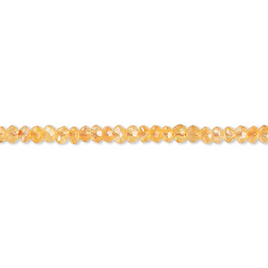 Bead, carnelian (dyed/heated), light to medium, 2x1mm-3x2mm hand-cut faceted rondelle, B+ grade, Mohs hardness 6-1/2 to 7. Sold per 14-inch strand, approximately 190 beads.