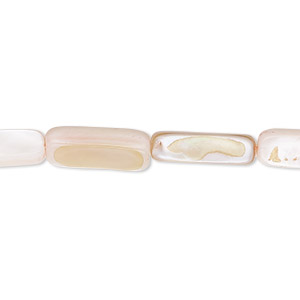 Bead, mother-of-pearl shell (dyed), rose, 14x5mm-15x6mm stick, Mohs hardness 3-1/2. Sold per 15-inch strand.