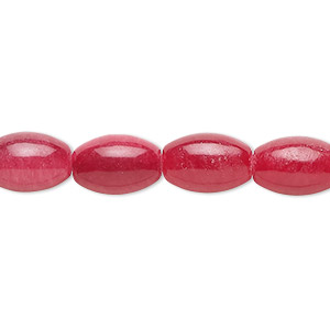 Bead, quartz (dyed), dark red, 12 x 8mm oval, C grade, Mohs hardness 7. Sold per 15-inch strand, approximately 35 beads.