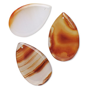 Focal, red agate (dyed), light, 25x15-6mm - 30x19mm teardrop, C grade, Mohs hardness 6-1/2 to 7. Sold per pkg of 3.