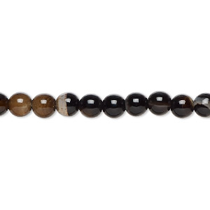 Bead, black agate (dyed), 5mm round, C grade, Mohs hardness 6-1/2 to 7. Sold per 15-inch strand, approximately 75 beads.