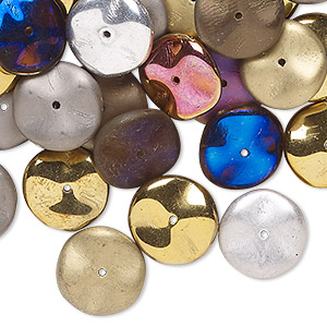 Bead mix, Preciosa Ripple&#153; Czech glass, pressed, coated, opaque mixed colors, 12x3mm ripple. Sold per pkg of 100.