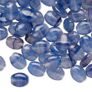 Bead, Czech pressed glass, translucent blue and dark blue, 9x7mm puffed oval. Sold per 1-ounce pkg, approximately 80 beads.