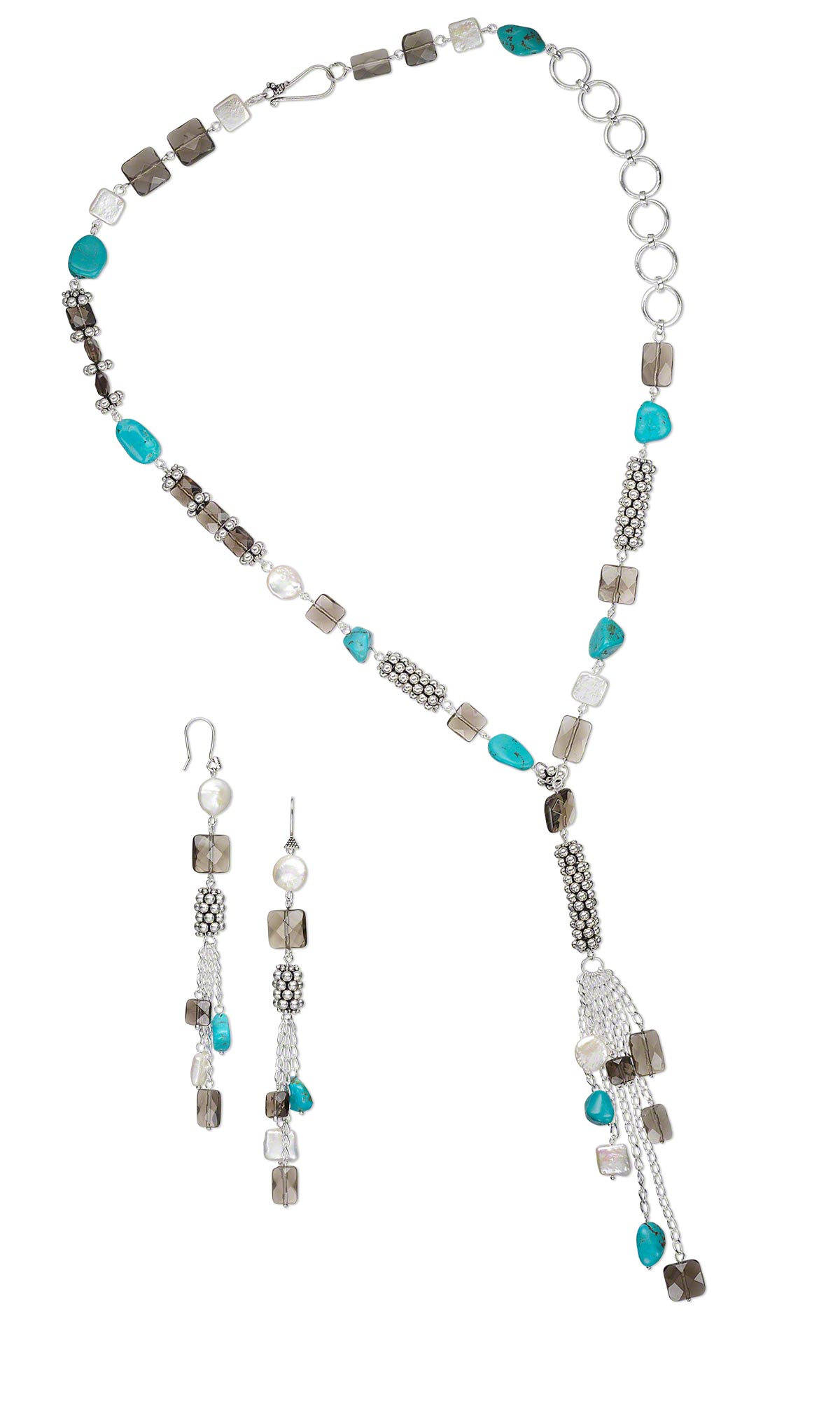 Jewelry Design - Single-Strand Necklace and Earring Set with Smoky ...