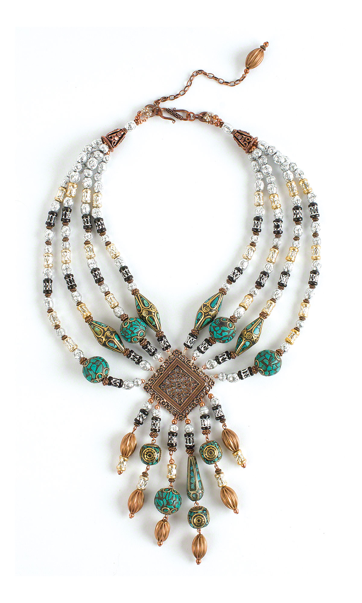 Jewelry Design - Multi-Strand Necklace with Aluminum Beads, Copper ...