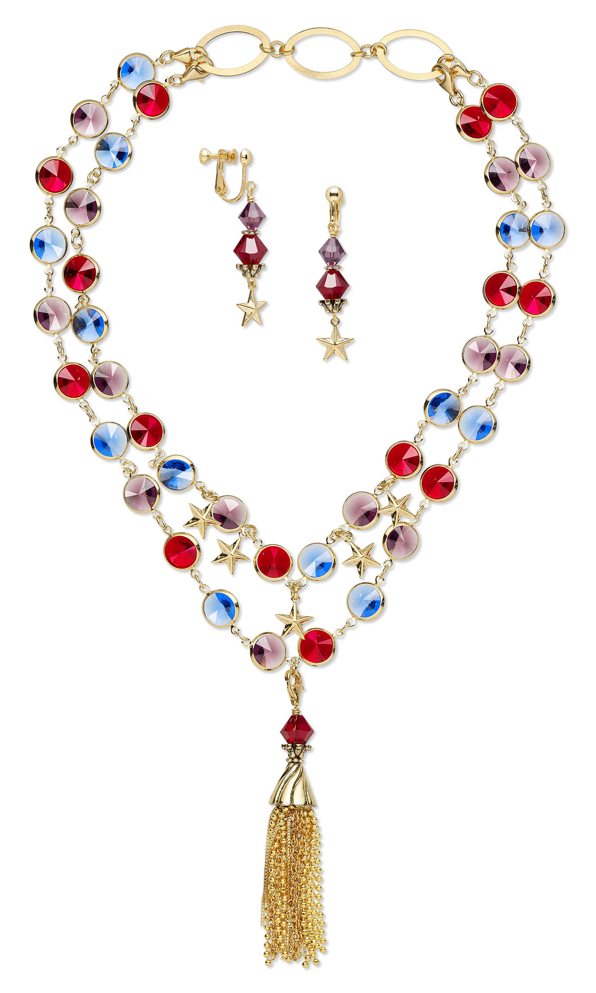 Jewelry Design - Double-Strand Necklace and Earring Set with Swarovski ...