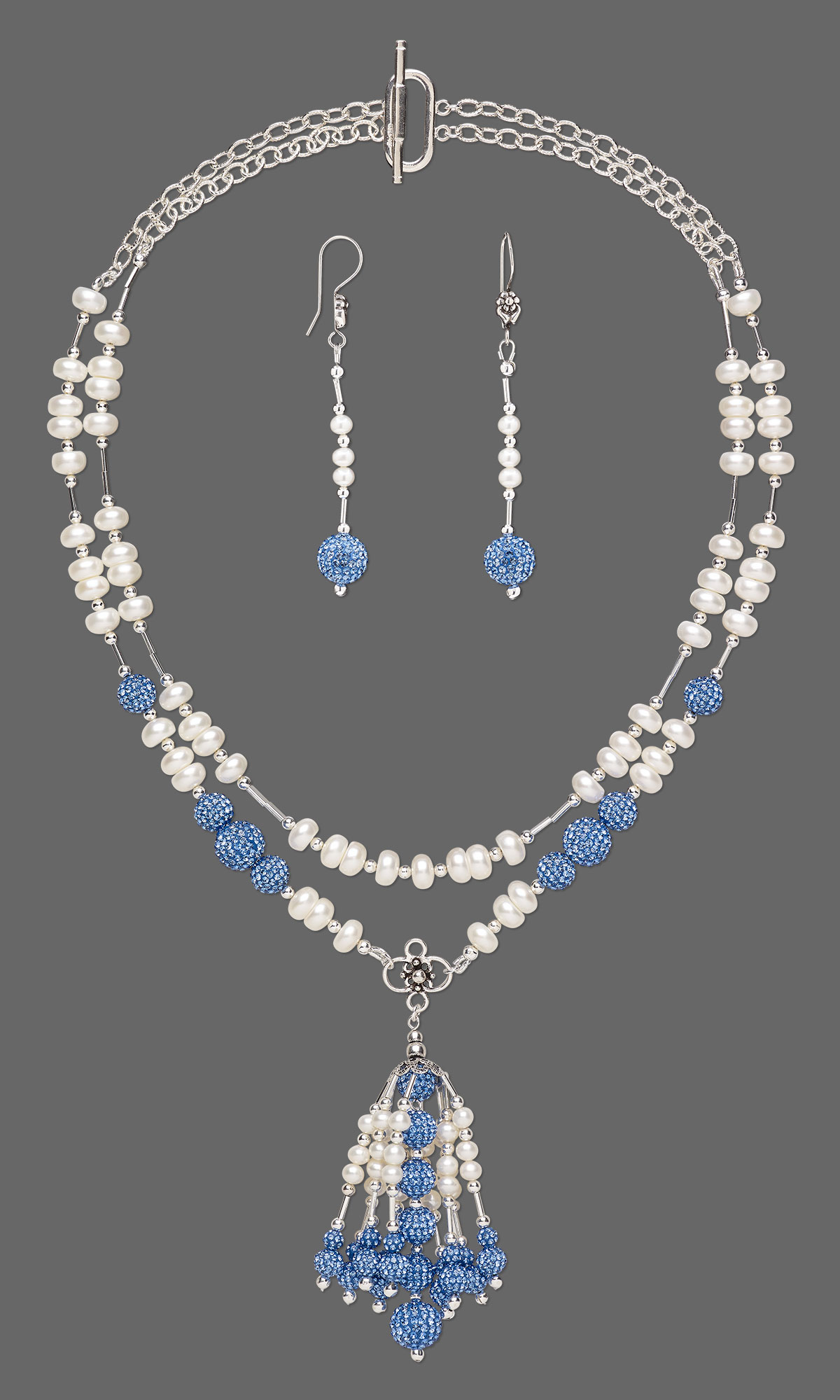 Jewelry Design - Double-Strand Necklace and Earring Set with Swarovski ...