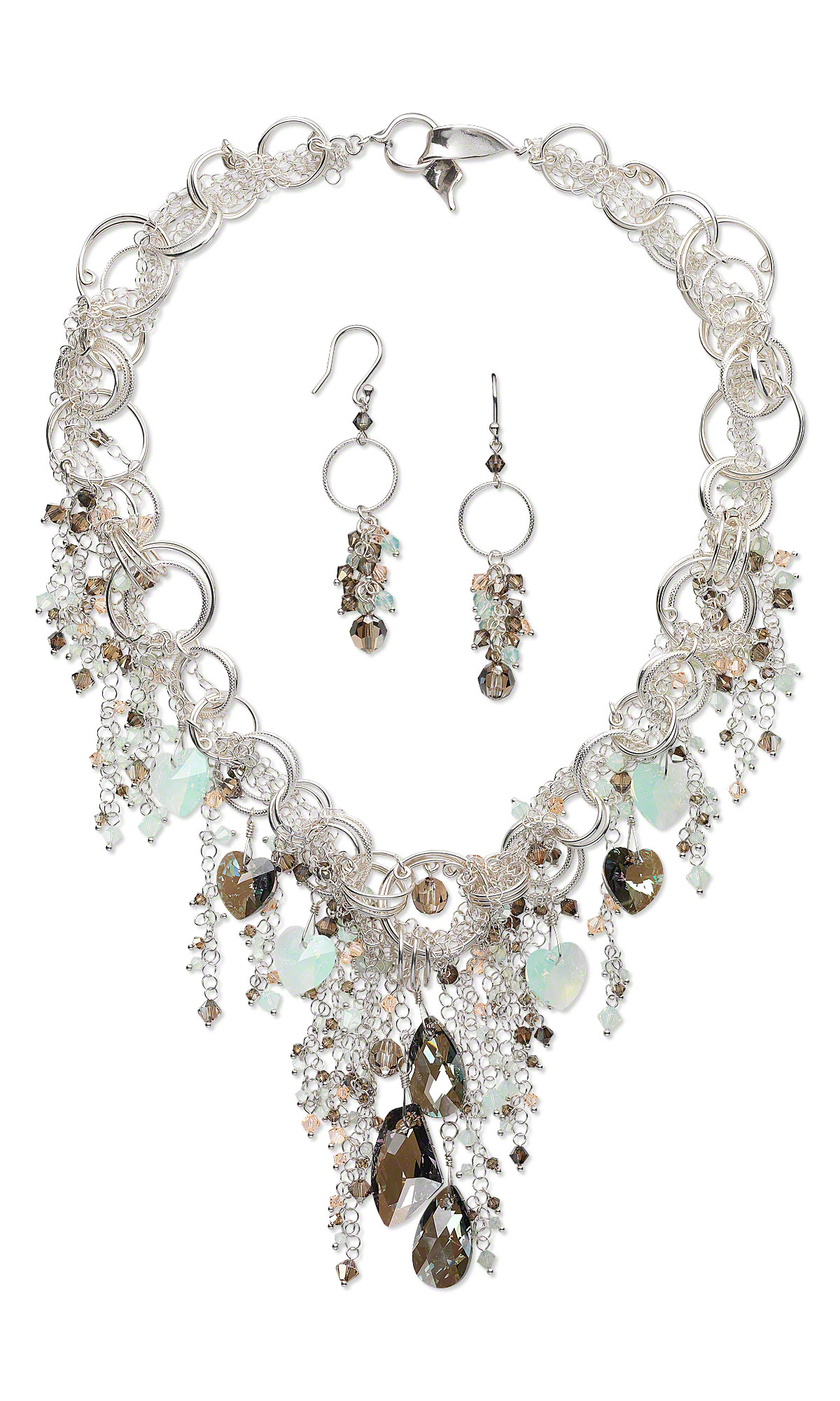 Jewelry Design - Multi-Strand Necklace and Earring Set with Swarovski ...