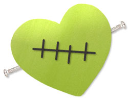 Green Heart with Polymer Clay and Black Clay 