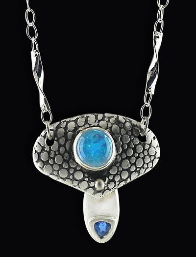 Artist Artisan PMC Precious Metal Clay 2 Sided Pendant Silver and Colored