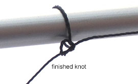 Use Square Knot to Secure Warping Thread to Warping Bar