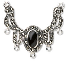 Sterling Silver and Marcasite Focal with Black Onyx