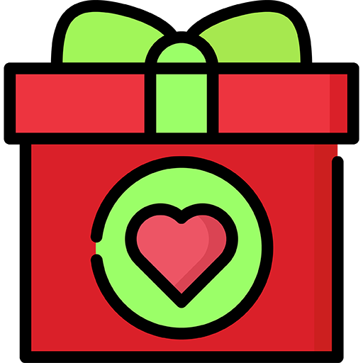 Holiday gift box with heart label